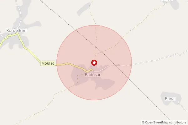 Map showing approximate area covered by Pincode 332317 — Badusar Bo, Sikar