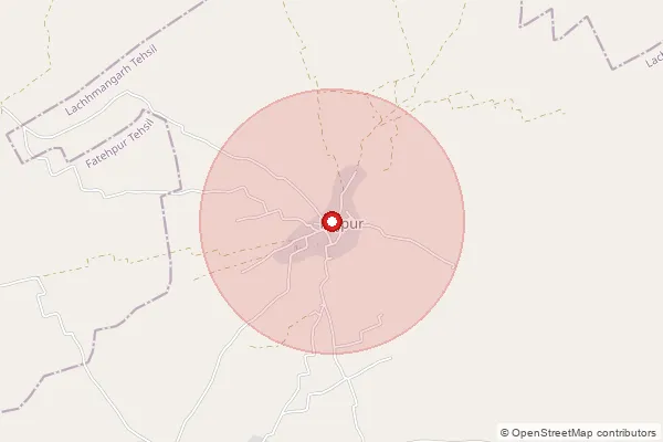 Map showing approximate area covered by Pincode 332401 — Disnau Bo, Sikar