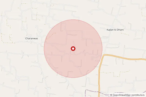 Map showing approximate area covered by Pincode 332601 — Jalund Bo, Sikar