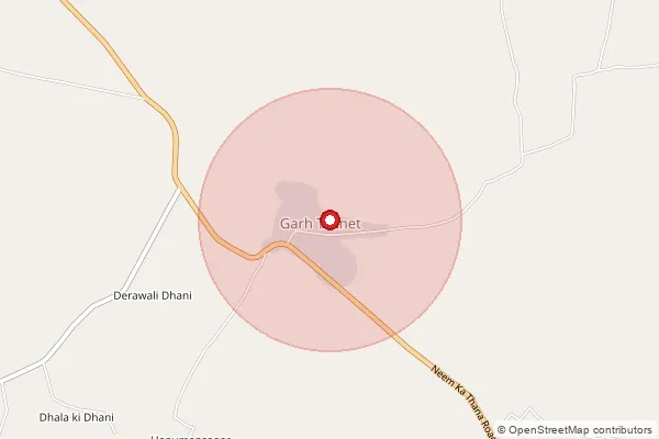 Map showing approximate area covered by Pincode 332701 — Ajmeri Bo, Sikar