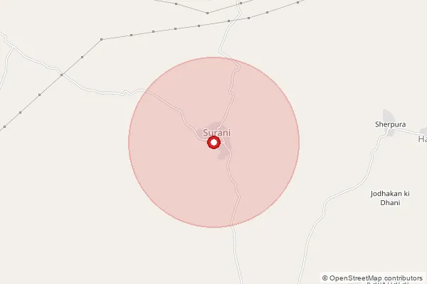 Map showing approximate area covered by Pincode 332707 — Sanwalpura Shekhawatan Bo, Sikar