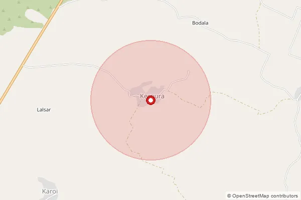 Map showing approximate area covered by Pincode 332709 — Dhani Guman Singh Bo, Sikar