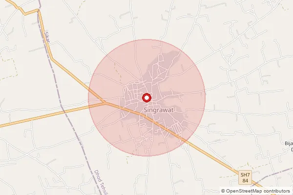 Map showing approximate area covered by Pincode 332710 — Koolie Bo, Sikar