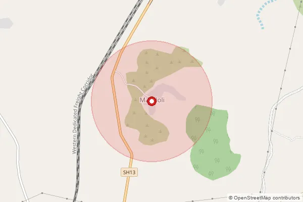 Map showing approximate area covered by Pincode 332713 — Napawali Bo, Sikar