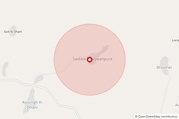 Map showing approximate area covered by Pincode 332714 — Govindpura Bo, Sikar