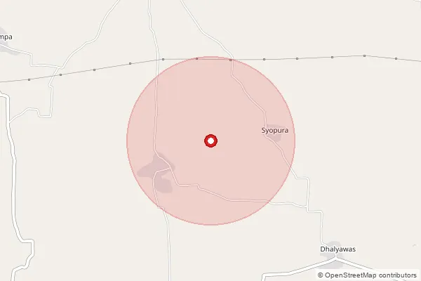 Map showing approximate area covered by Pincode 332722 — Jajod So Srimadhopur, Sikar