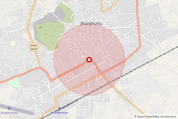 Map showing approximate area covered by Pincode 333001 — Jhunjhunu H.O, Jhunjhunu
