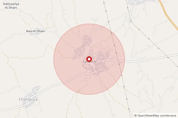 Map showing approximate area covered by Pincode 333011 — Hansasari B.O, Jhunjhunu