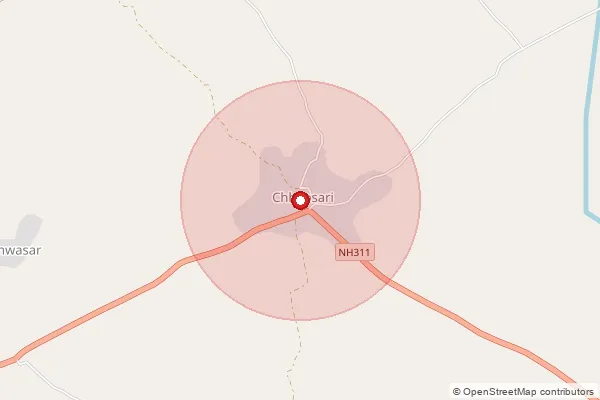 Map showing approximate area covered by Pincode 333012 — Titanwar S.O, Jhunjhunu