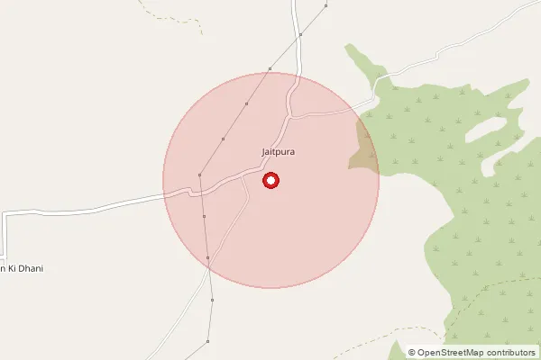 Map showing approximate area covered by Pincode 333022 — Bar Ki Dhani B.O, Jhunjhunu