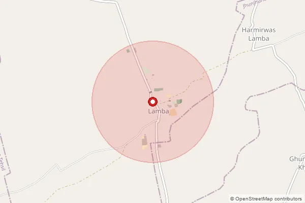 Map showing approximate area covered by Pincode 333023 — Bakhatawarpura B.O, Jhunjhunu