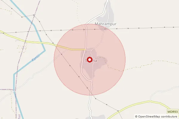 Map showing approximate area covered by Pincode 333028 — Kishorpura B.O, Jhunjhunu