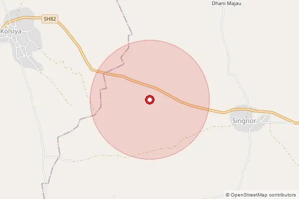 Map showing approximate area covered by Pincode 333032 — Signore B.O, Jhunjhunu