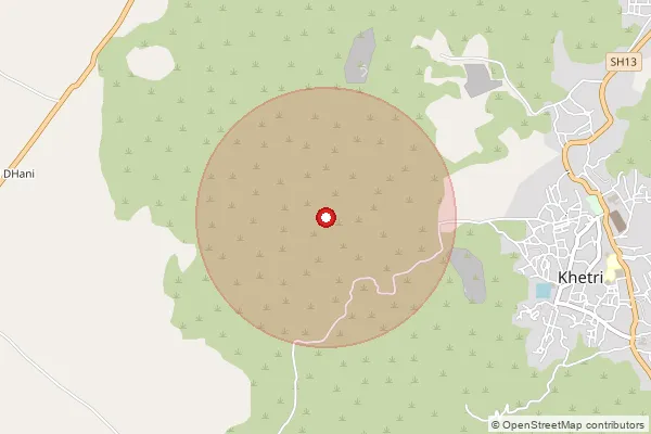 Map showing approximate area covered by Pincode 333514 — Teelawali B.O, Jhunjhunu