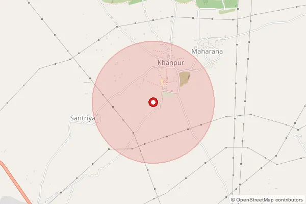 Map showing approximate area covered by Pincode 333516 — Moi Purani B.O, Jhunjhunu