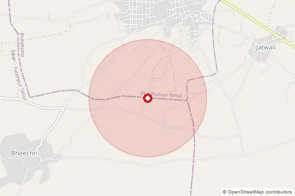 Map showing approximate area covered by Pincode 333701 — Churiajitgarh S.O, Jhunjhunu