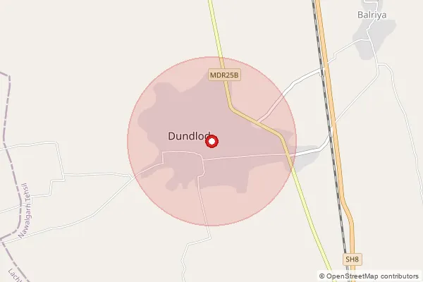 Map showing approximate area covered by Pincode 333702 — Dundlod S.O, Jhunjhunu
