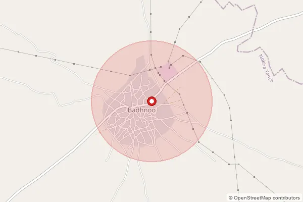 Map showing approximate area covered by Pincode 334202 — Badhnu B.O, Bikaner