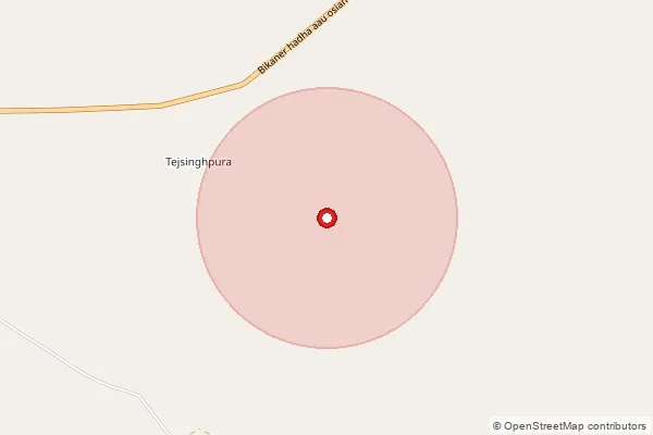 Map showing approximate area covered by Pincode 334302 — Bithnok B.O, Bikaner