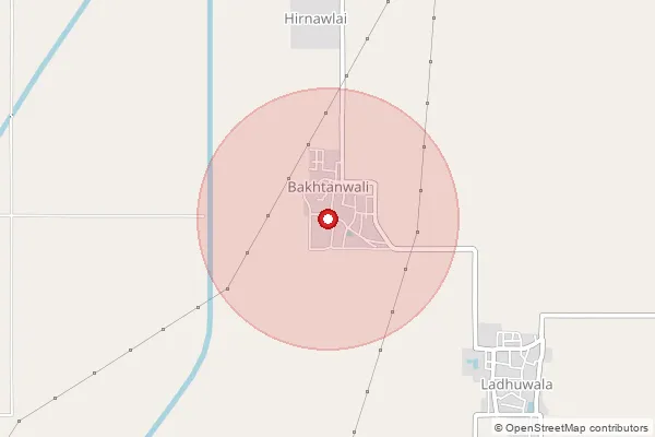 Map showing approximate area covered by Pincode 335025 — 10 Tkw, Ganganagar