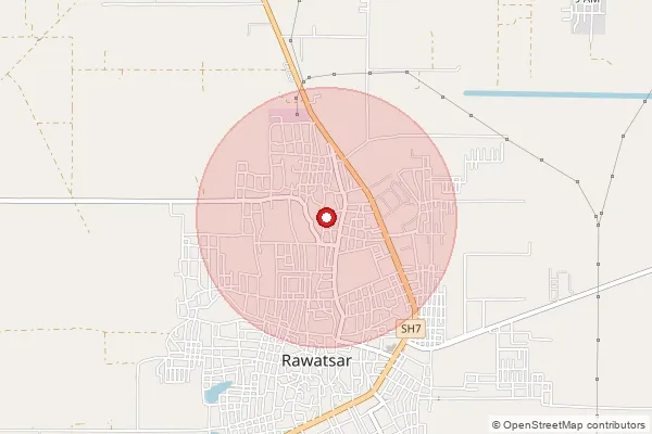 Map showing approximate area covered by Pincode 335524 — Rawatsar S.O (Hanumangarh), Hanumangarh