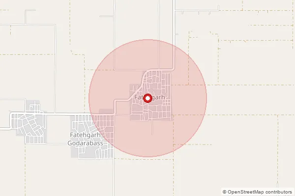 Map showing approximate area covered by Pincode 335801 — Kamana B.O, Hanumangarh