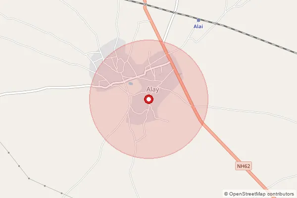 Map showing approximate area covered by Pincode 341003 — Alai S.O, Nagaur