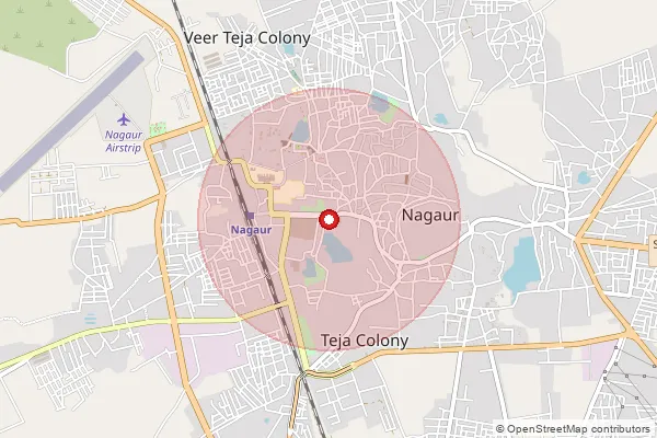 Map showing approximate area covered by Pincode 341024 — Kuchera S.O (Nagaur), Nagaur