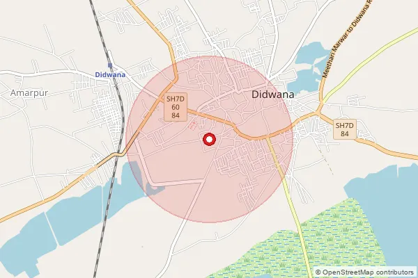 Map showing approximate area covered by Pincode 341303 — Didwana H.O, Nagaur