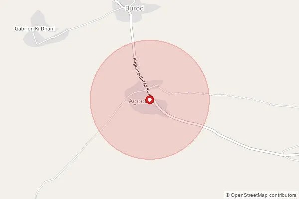 Map showing approximate area covered by Pincode 341305 — Agoonta B.O, Nagaur