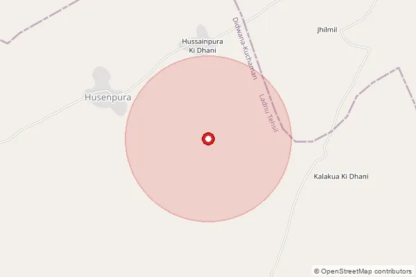 Map showing approximate area covered by Pincode 341307 — Sardi B.O, Nagaur