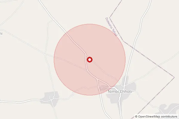 Map showing approximate area covered by Pincode 341309 — Barangana B.O, Nagaur