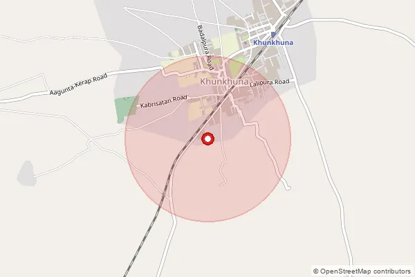 Map showing approximate area covered by Pincode 341318 — Kuroli, Nagaur