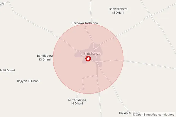 Map showing approximate area covered by Pincode 341502 — Bidiad B.O, Nagaur