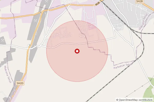 Map showing approximate area covered by Pincode 341505 — Barwala B.O, Nagaur