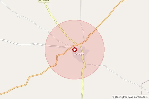 Map showing approximate area covered by Pincode 341506 — Akoda B.O, Nagaur
