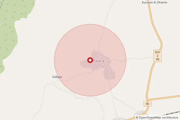 Map showing approximate area covered by Pincode 341508 — Anandpura B.O, Nagaur