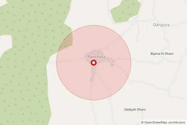 Map showing approximate area covered by Pincode 341509 — Chosala B.O, Nagaur