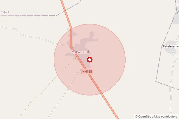 Map showing approximate area covered by Pincode 341510 — Akeli A B.O, Nagaur