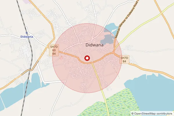 Map showing approximate area covered by Pincode 341516 — Bhadasar B.O, Nagaur