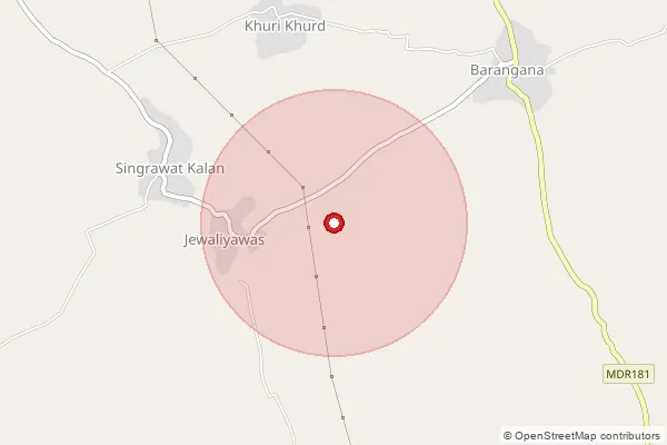 Map showing approximate area covered by Pincode 341517 — Rasidpura B.O, Nagaur