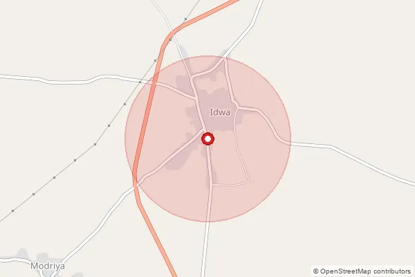 Map showing approximate area covered by Pincode 341521 — Idwa S.O., Nagaur