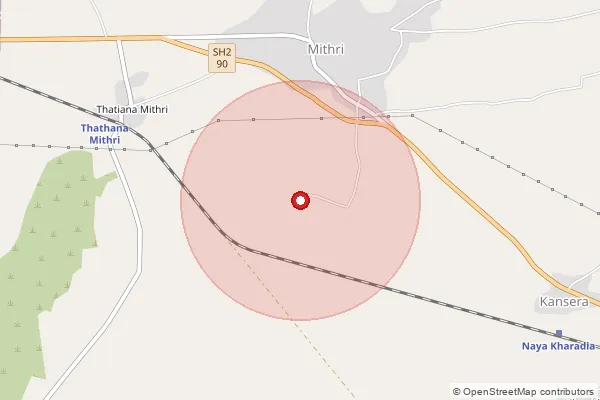 Map showing approximate area covered by Pincode 341533 — Lichana B.O, Nagaur