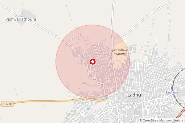 Map showing approximate area covered by Pincode 341551 — Kyamsar B.O, Nagaur
