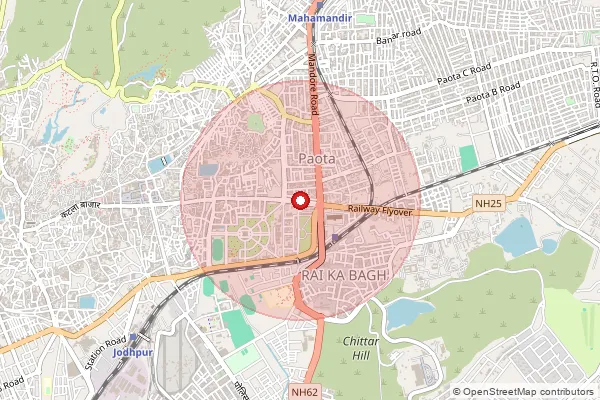 Map showing approximate area covered by Pincode 342006 — Jodhpur Kachery So, Jodhpur