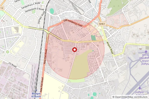 Map showing approximate area covered by Pincode 342011 — Jodhpur Aerodrame So, Jodhpur