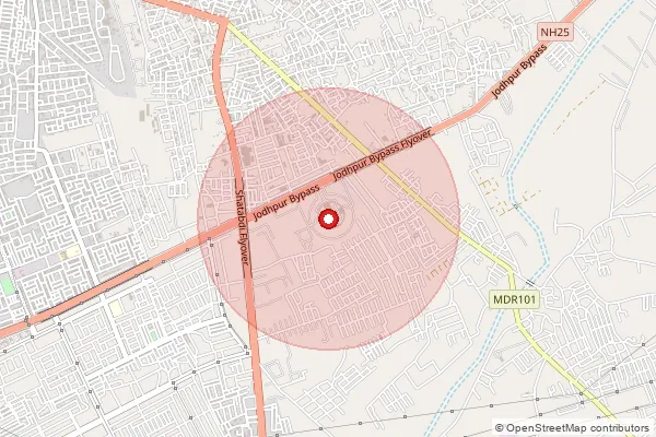 Map showing approximate area covered by Pincode 342016 — Rajasthan High Court Nb So, Jodhpur