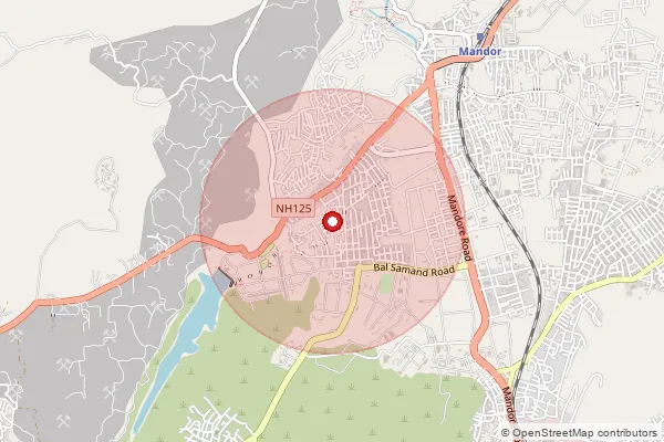 Map showing approximate area covered by Pincode 342306 — Barla Basni Bo, Jodhpur