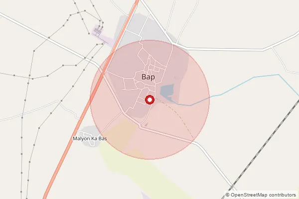 Map showing approximate area covered by Pincode 342307 — Bap So, Jodhpur