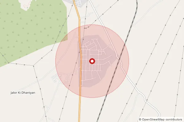 Map showing approximate area covered by Pincode 343002 — I.A.Jalore S.O, Jalore